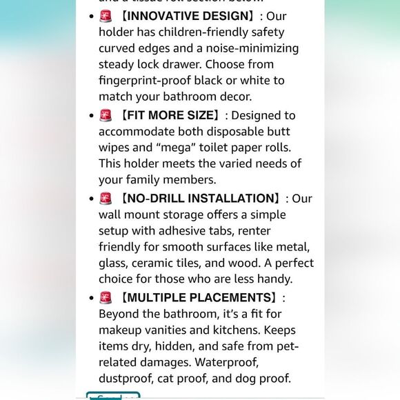 Famorisse Tissue Paper Holder w/Drawer- Black/Rose Gold - Picture 11 of 13